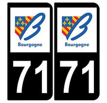 Supstick 2 Stickers Autocollants Plaques Immatriculation Auto Dept 71 Bourgogne Noir Angles Arrondis