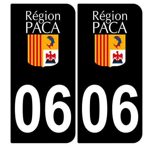 Supstick 2 Stickers Autocollants Plaques Immatriculation Auto Dept 06 Paca Noir Angles Arrondis