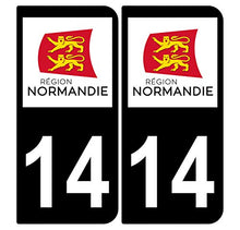 Supstick 2 Stickers Autocollants Plaques Immatriculation Auto Dept 14 Normandie Noir Angles Arrondis