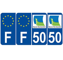 Supstick 4 Stickers Autocollants Plaques Immatriculation Auto Dept 50 Basse Normandie Bleu Foncé Angles Arrondis