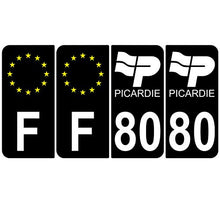 Supstick 4 Stickers Autocollants Plaques Immatriculation Auto Dept 80 Picardie Noir Angles Arrondis
