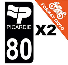 Supstick 2 Stickers Autocollants Plaques Immatriculation Moto Dept 80 Picardie Noir 2 Angles Arrondis