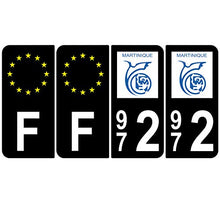 Supstick 4 Stickers Autocollants Plaques Immatriculation Auto Dept 972 Martinique Noir Angles Arrondis