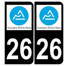 Supstick 2 Stickers Autocollants Plaques Immatriculation Auto Dept 26 Auvergne Rhône Alpes Noir Angles Arrondis