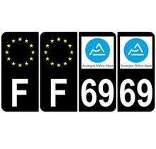 Supstick 4 Stickers Autocollants Plaques Immatriculation Auto Dept 69 Auvergne Rhône Alpes Noir Angles Arrondis
