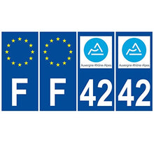 Supstick 4 Stickers Autocollants Plaques Immatriculation Auto Dept 42 Auvergne Rhône Alpes Bleu Foncé Angles Carrés