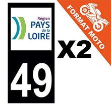 Supstick 2 Stickers Autocollants Plaques Immatriculation Moto Dept 49 Pays de la Loire Noir Angles Carrés