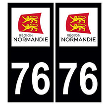 Supstick 2 Stickers Autocollants Plaques Immatriculation Auto Dept 76 Normandie Noir Angles Carrés