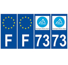 Supstick 4 Stickers Autocollants Plaques Immatriculation Auto Dept 73 Auvergne Rhône Alpes Bleu Foncé Angles Carrés