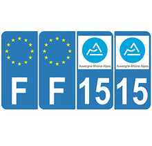 Supstick 4 Stickers Autocollants Plaques Immatriculation Auto Dept 15 Auvergne Rhône Alpes Bleu Clair Angles Arrondis
