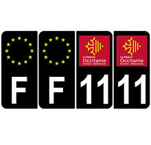 Supstick 4 Stickers Autocollants Plaques Immatriculation Auto Dept 11 Occitanie Noir Angles Arrondis