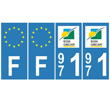 Supstick 4 Stickers Autocollants Plaques Immatriculation Auto Dept 971 Guadeloupe Bleu Clair Angles Carrés