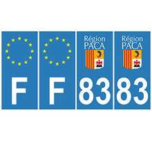 Supstick 4 Stickers Autocollants Plaques Immatriculation Auto Dept 83 Paca Bleu Clair Angles Carrés