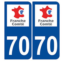 Supstick 2 Stickers Autocollants Plaques Immatriculation Auto Dept 70 Franche Comté Bleu Foncé Angles Arrondis
