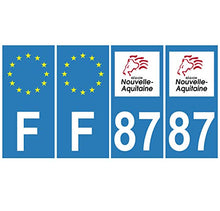 Supstick 4 Stickers Autocollants Plaques Immatriculation Auto Dept 87 Nouvelle Aquitaine Bleu Clair Angles Carrés
