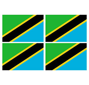 Supstick Lot de 4 Autocollants Stickers Drapeau de Pays Nation Tanzanie Format 6x4cm