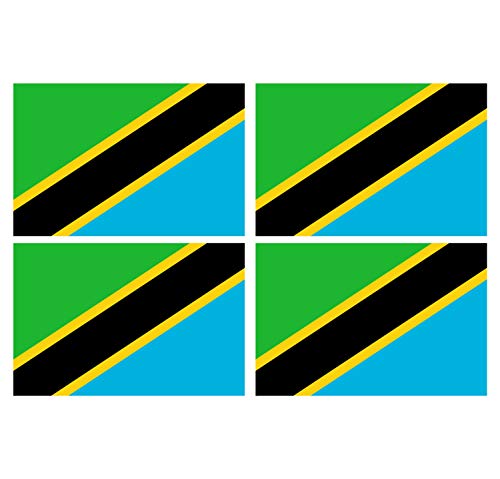 Supstick Lot de 4 Autocollants Stickers Drapeau de Pays Nation Tanzanie Format 6x4cm