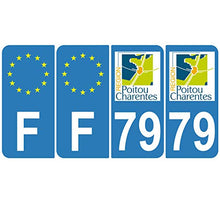 Supstick 4 Stickers Autocollants Plaques Immatriculation Auto Dept 79 Poitou Charentes Bleu Clair Angles Arrondis