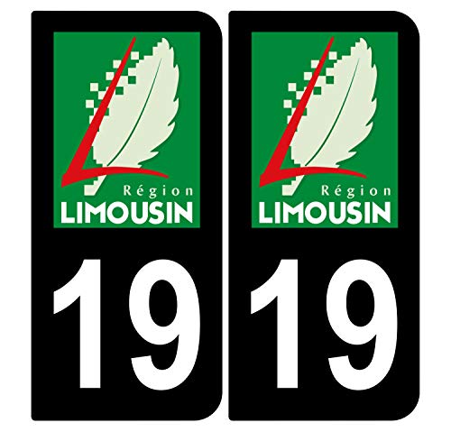 Supstick 2 Stickers Autocollants Plaques Immatriculation Auto Dept 19 Limousin Noir Angles Arrondis