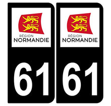 Supstick 2 Stickers Autocollants Plaques Immatriculation Auto Dept 61 Normandie Noir Angles Arrondis