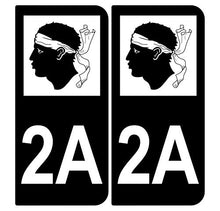Supstick 2 Stickers Autocollants Plaques Immatriculation Auto Dept 2A Corse Noir Angles Arrondis