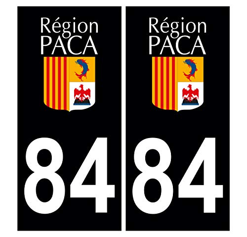 Supstick 2 Stickers Autocollants Plaques Immatriculation Auto Dept 84 Paca Noir Angles Carrés
