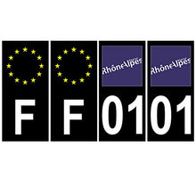 Supstick 4 Stickers Autocollants Plaques Immatriculation Auto Dept 01 Auvergne Rhône Alpes Noir Angles Carrés