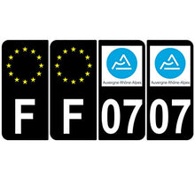 Supstick 4 Stickers Autocollants Plaques Immatriculation Auto Dept 07 Auvergne Rhône Alpes Noir Angles Arrondis