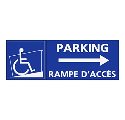 Panneau Rigide Handicapé - Personne à mobilité réduite Rampe d’accès flèche Droite Format rectangulaire 24x8cm épaisseur 3mm
