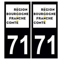 Supstick 2 Stickers Autocollants Plaques Immatriculation Auto Dept 71 Bourgogne Franche Comté Noir Angles Carrés