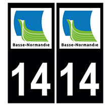 Supstick 2 Stickers Autocollants Plaques Immatriculation Auto Dept 14 Basse Normandie Noir Angles Carrés