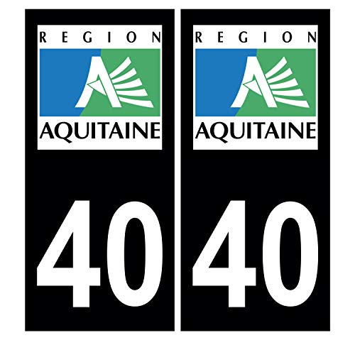 Supstick 2 Stickers Autocollants Plaques Immatriculation Auto Dept 40 Aquitaine Noir Angles Arrondis