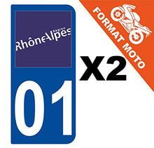 Supstick 2 Stickers Autocollants Plaques Immatriculation Moto Dept 01 Rhône Alpes Bleu Foncé 2 Angles Arrondis