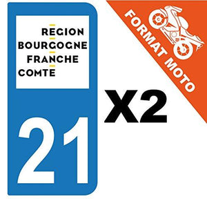 supstick 2 Stickers Autocollant Plaque IMMATRICULATION Moto DEPT 21 Region Bourgogne-Franche-Comté - supstick.fr