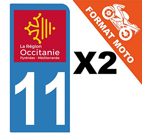 Supstick 2 Stickers Autocollants Plaques Immatriculation Moto Dept 11 Occitanie Bleu Clair 1 Angle Arrondi