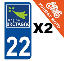 Supstick 2 Stickers Autocollants Plaques Immatriculation Moto Dept 22 Bretagne Bleu Foncé 2 Angles Arrondis