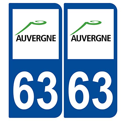 Supstick 2 Stickers Autocollants Plaques Immatriculation Auto Dept 63 Auvergne Bleu Foncé Angles Arrondis