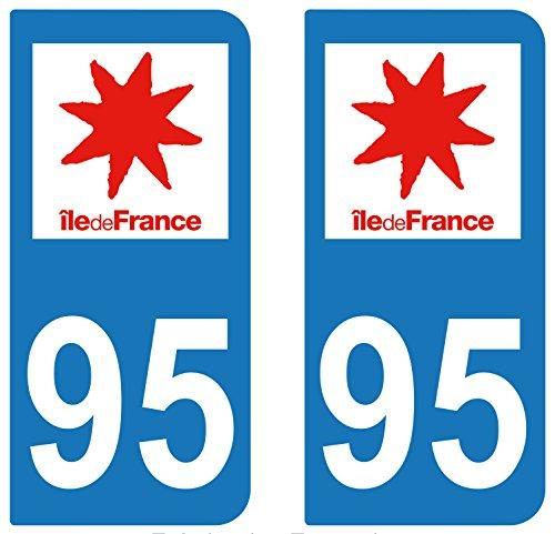supstick 2 STICKERS AUTOCOLLANT PLAQUE IMMATRICULATION DEPT 95 region Île-de-France - supstick.fr