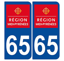 Supstick 2 Stickers Autocollants Plaques Immatriculation Auto Dept 65 Midi Pyrénées Bleu Foncé Angles Arrondis
