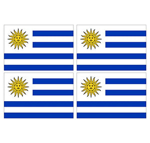 Supstick Lot de 4 Autocollants Stickers Drapeau de Pays Nation Uruguay Format 6x4cm