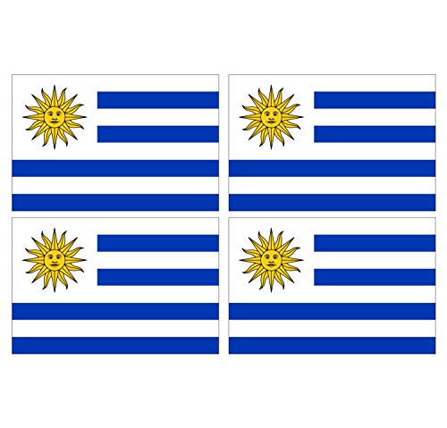 Supstick Lot de 4 Autocollants Stickers Drapeau de Pays Nation Uruguay Format 6x4cm