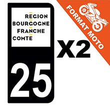 Supstick 2 Stickers Autocollants Plaques Immatriculation Moto Dept 25 Bourgogne Franche Comté Noir 2 Angles Arrondis