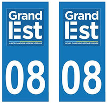 supstick 2 STICKERS AUTOCOLLANT PLAQUE IMMATRICULATION DEPT 08 region Grand Est format rectangulaire - supstick.fr