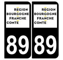Supstick 2 Stickers Autocollants Plaques Immatriculation Auto Dept 89 Bourgogne Franche Comté Noir Angles Arrondis