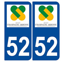 Supstick 2 Stickers Autocollants Plaques Immatriculation Auto Dept 52 Champagne Ardenne Bleu Foncé Angles Arrondis
