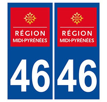 Supstick 2 Stickers Autocollants Plaques Immatriculation Auto Dept 46 Midi Pyrénées Bleu Foncé Angles Carrés