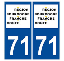 Supstick 2 Stickers Autocollants Plaques Immatriculation Auto Dept 71 Bourgogne Franche Comté Bleu Foncé Angles Carrés