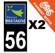 Supstick 2 Stickers Autocollants Plaques Immatriculation Moto Dept 56 Bretagne Noir Angles Carrés
