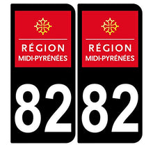 Supstick 2 Stickers Autocollants Plaques Immatriculation Auto Dept 82 Midi Pyrénées Noir Angles Arrondis