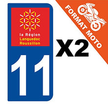 Supstick 2 Stickers Autocollants Plaques Immatriculation Moto Dept 11 Languedoc Roussillon Bleu Foncé 2 Angles Arrondis